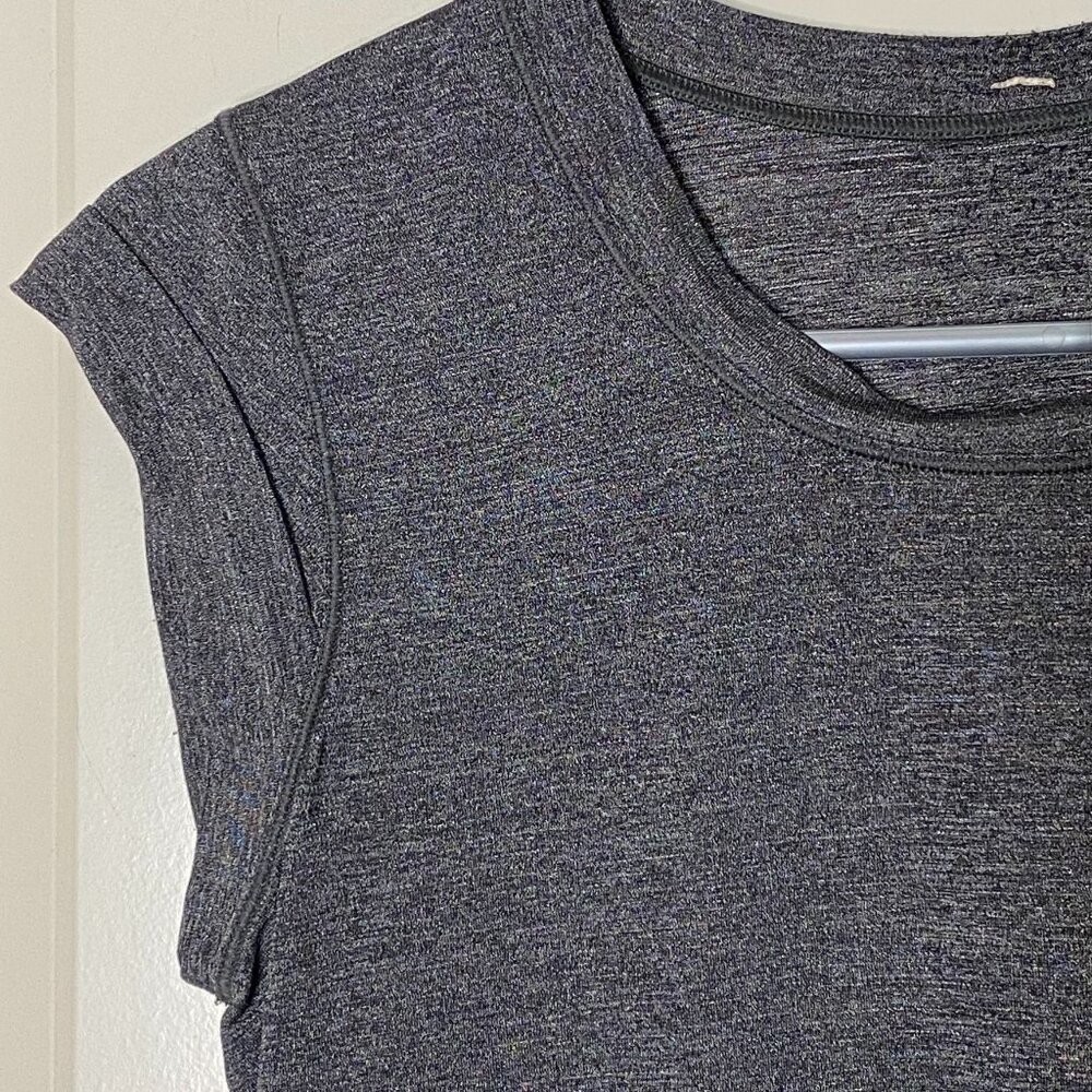 LULULEMON Pedal To The Medal Cap Sleeve Tee Heathered Black Gray Women’s 6 - Picture 7 of 10
